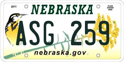 NE license plate ASG259