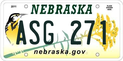 NE license plate ASG271