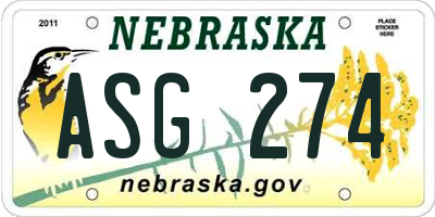 NE license plate ASG274
