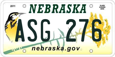 NE license plate ASG276