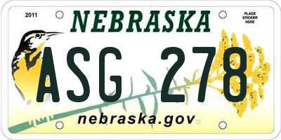 NE license plate ASG278