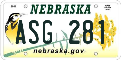 NE license plate ASG281