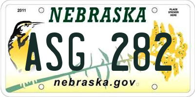 NE license plate ASG282