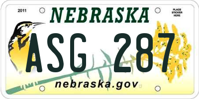 NE license plate ASG287