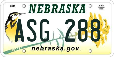 NE license plate ASG288