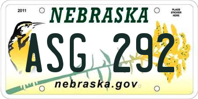 NE license plate ASG292