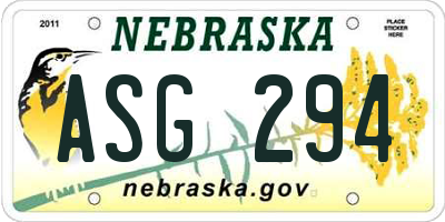 NE license plate ASG294
