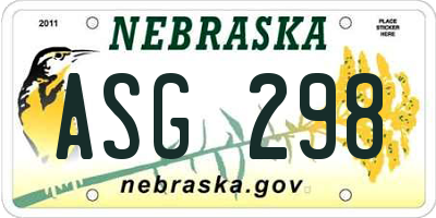 NE license plate ASG298