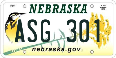 NE license plate ASG301