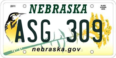 NE license plate ASG309