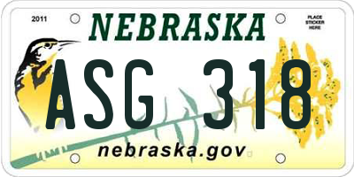 NE license plate ASG318