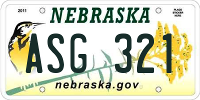 NE license plate ASG321