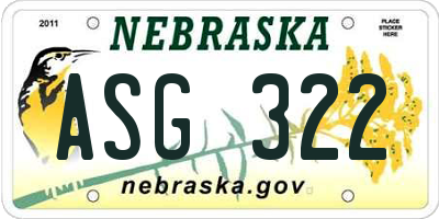 NE license plate ASG322