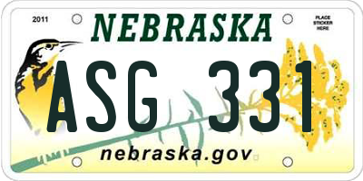 NE license plate ASG331
