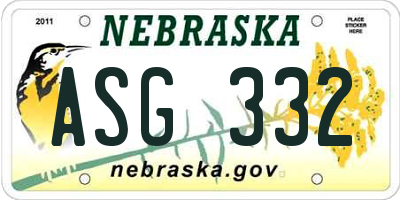 NE license plate ASG332
