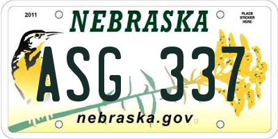 NE license plate ASG337
