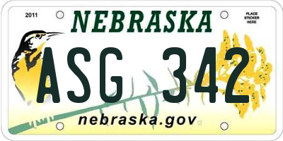 NE license plate ASG342