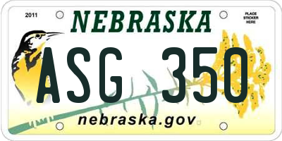 NE license plate ASG350