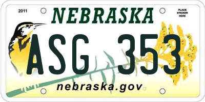 NE license plate ASG353