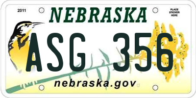 NE license plate ASG356