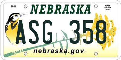 NE license plate ASG358