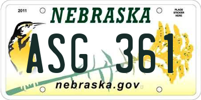NE license plate ASG361