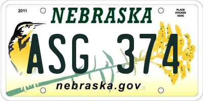 NE license plate ASG374
