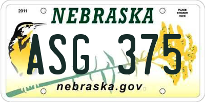NE license plate ASG375