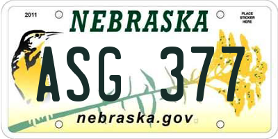 NE license plate ASG377