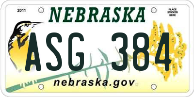 NE license plate ASG384