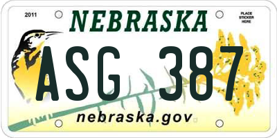 NE license plate ASG387