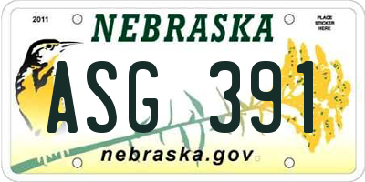 NE license plate ASG391