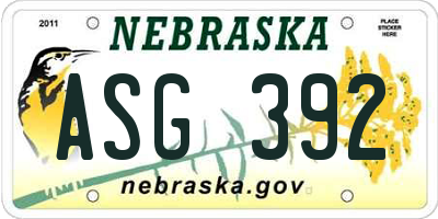 NE license plate ASG392