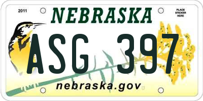 NE license plate ASG397