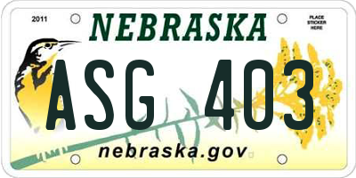NE license plate ASG403