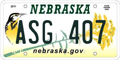 NE license plate ASG407