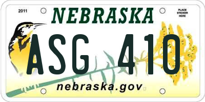 NE license plate ASG410