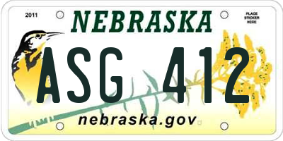 NE license plate ASG412