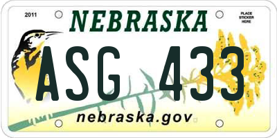 NE license plate ASG433