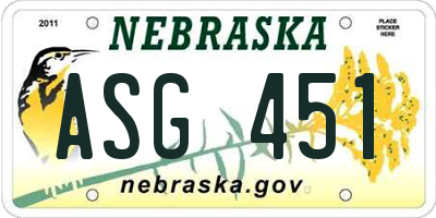 NE license plate ASG451