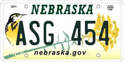 NE license plate ASG454