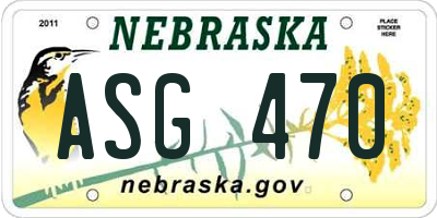 NE license plate ASG470