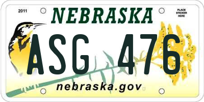 NE license plate ASG476