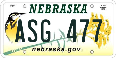 NE license plate ASG477