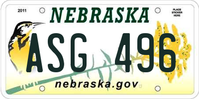 NE license plate ASG496