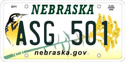 NE license plate ASG501