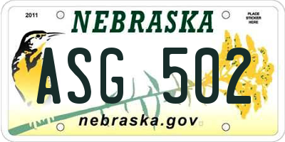 NE license plate ASG502