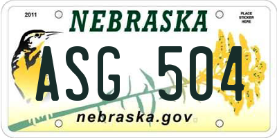 NE license plate ASG504
