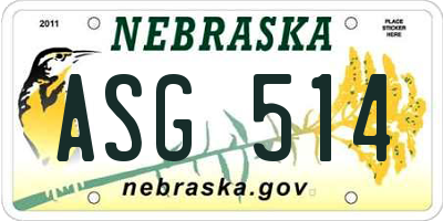 NE license plate ASG514