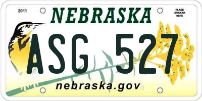 NE license plate ASG527